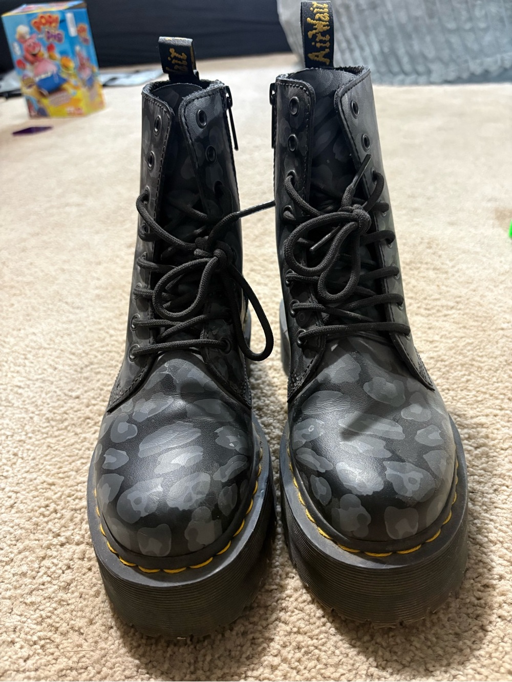 Dr. Martens jadon leopard print Platform Lace-Up Boots